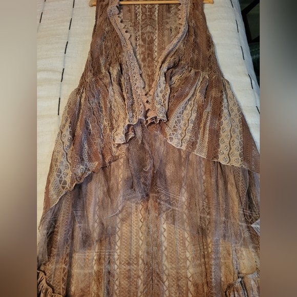 Oragami Lace Duster Vest with High-Low Hem M - Picture 4 of 12